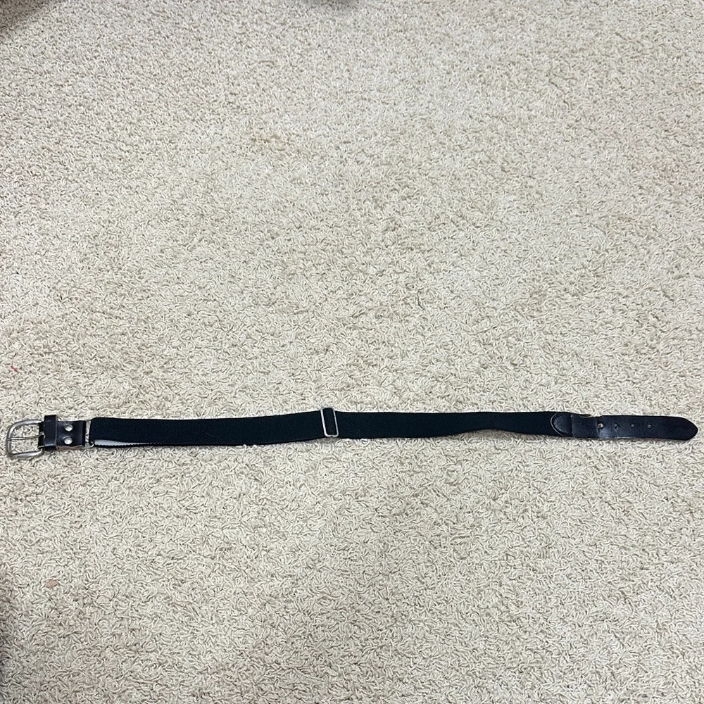 Black Adjustable baseball Belt with Silver Buckle